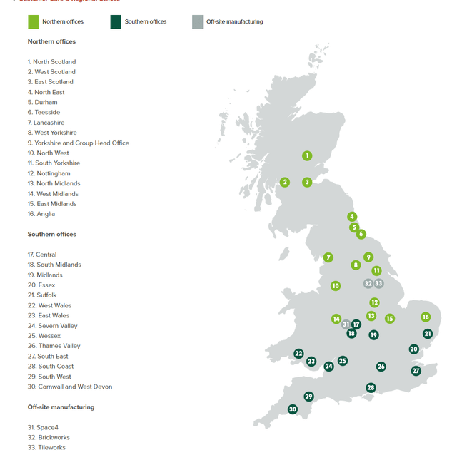 A map of united kingdom with green dots Description automatically generated