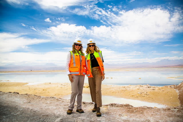 Two Workers in front of Lithium Brines